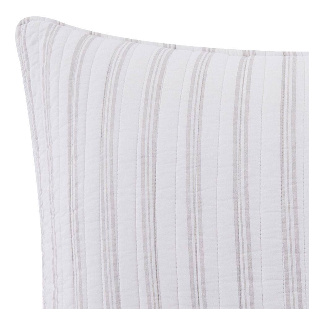 None Sanira Taupe Stripe Quilted Cotton Euro Sham (Set of 2)