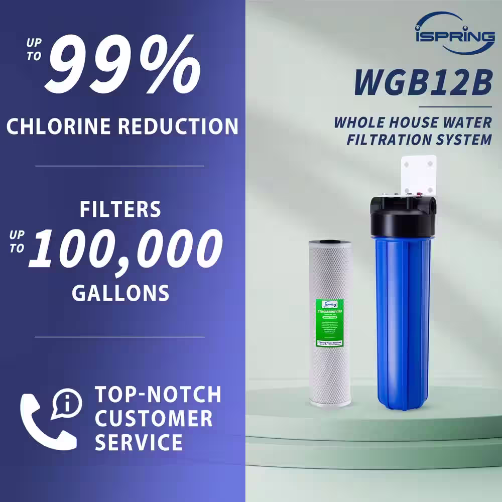 ISPRING 1-Stage Whole House Water Filtration System with 20 in. Carbon Block