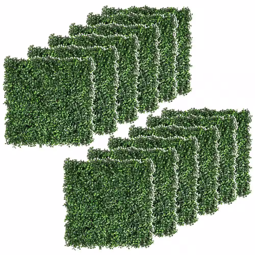 Outsunny 12 PCS 20 ft. x 20 ft. Boxwood Panels Topiary Wall Green Artificial Grass Not Cut to Length