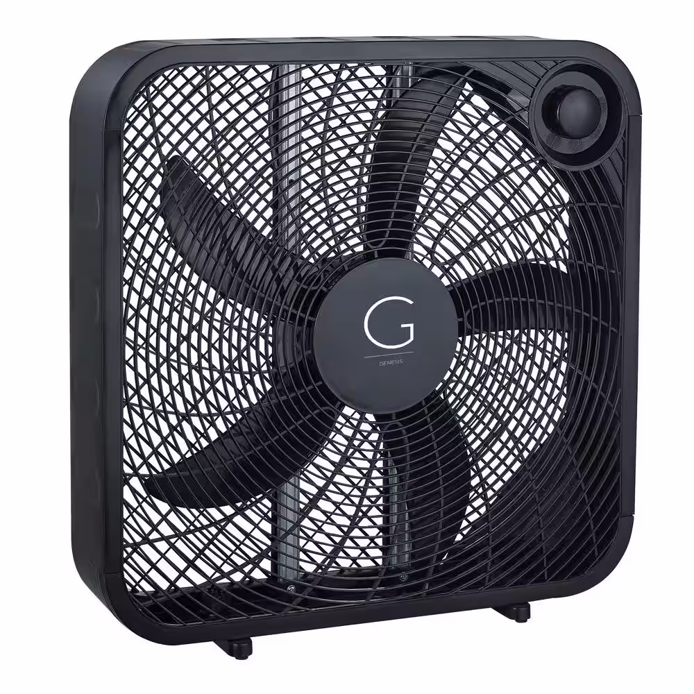 GENESIS 20 in. Black 3-Speed Settings Box Fan with Max Cooling Technology