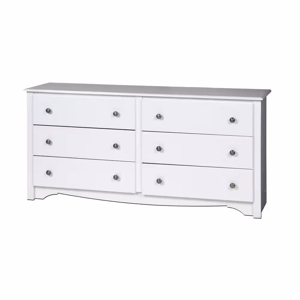 Prepac Monterey 6-Drawer White Dresser