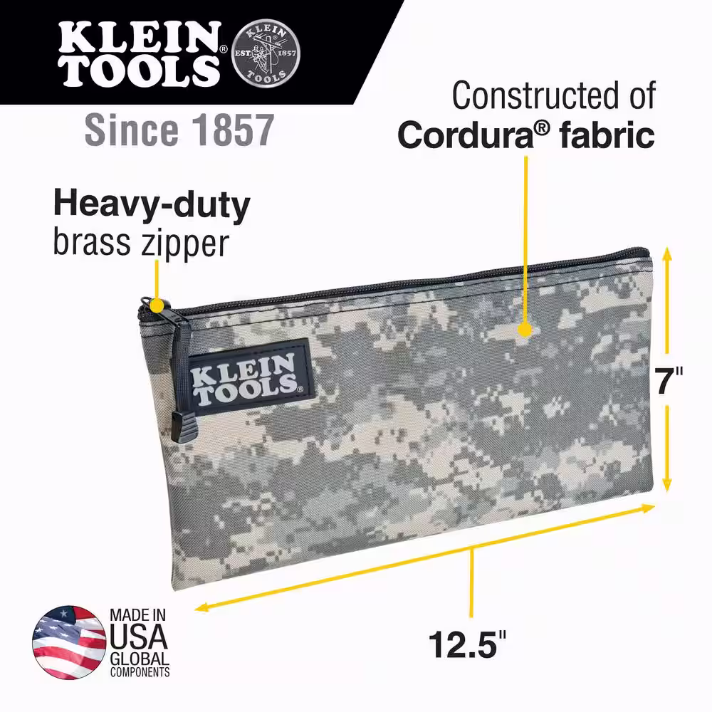 Klein Tools Zipper Bag, Camouflage Cordura Nylon Tool Pouch, 12.5-Inch