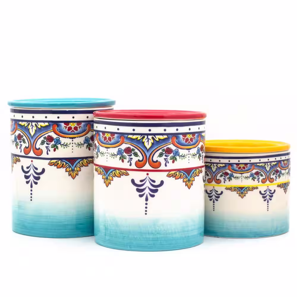 Euro Ceramica Zanzibar 3-Piece Ceramic Canister Set