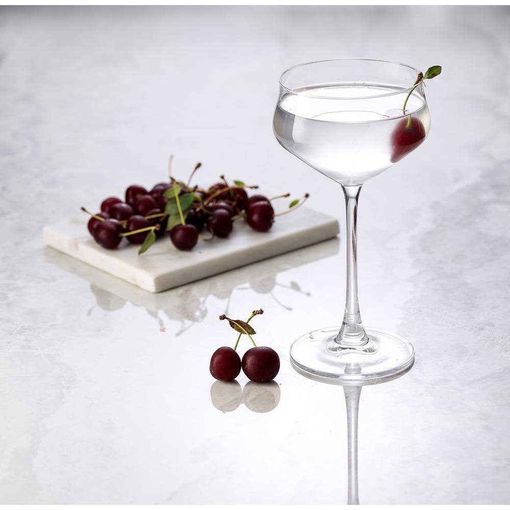 JoyJolt Bloom 9.2 oz. Clear Crystal Coupe Martini Glass (Set of 4)