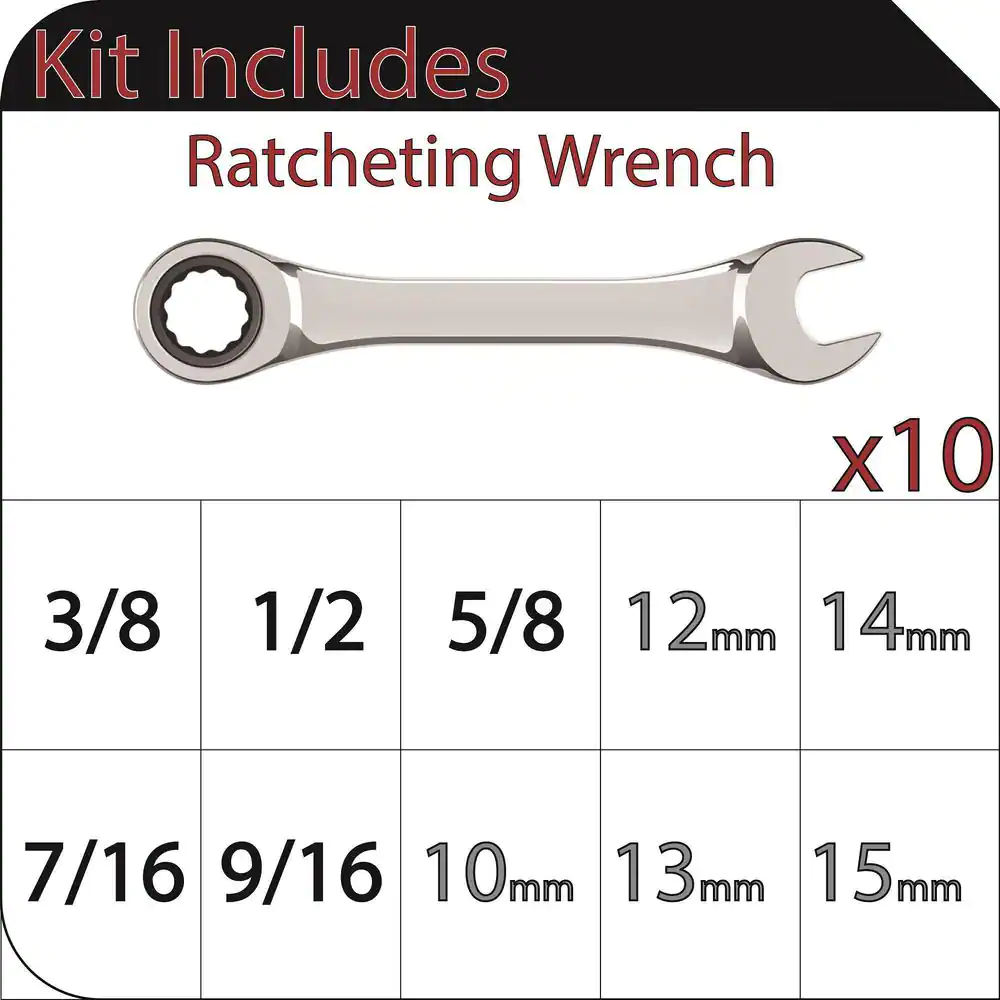 Husky Ratcheting Combination Wrench Set, SAE/MM (10-Piece)