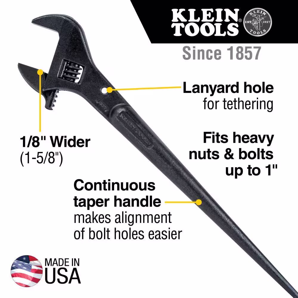 Klein Tools Adjustable Wrench, 16-Inch
