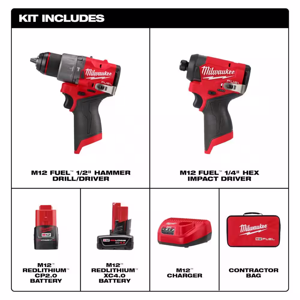 None M12 FUEL 12-Volt Cordless 4-Tool Combo Kit with (2) M12 High Output 2.5 Ah Battery Packs