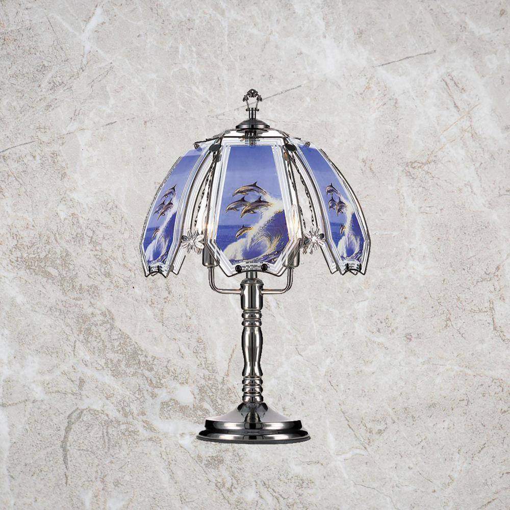 ORE International 23.5 in. Dolphin Black Chrome Touch Lamp