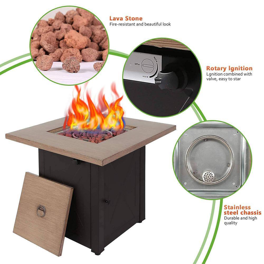 None Brown Outdoor Propane Gas Metal Fire Pit Table