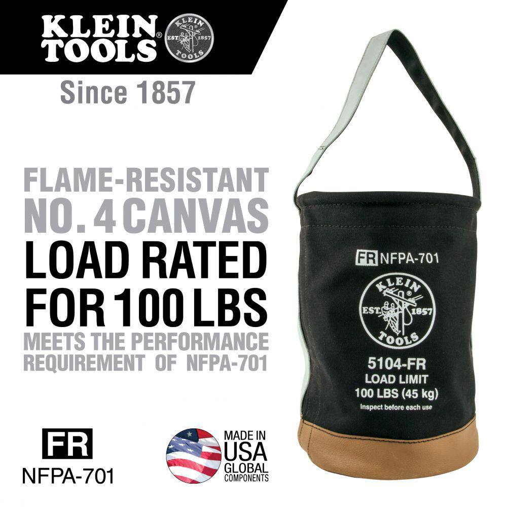 Klein Tools Canvas Bucket, Flame-Resistant, 12-Inch