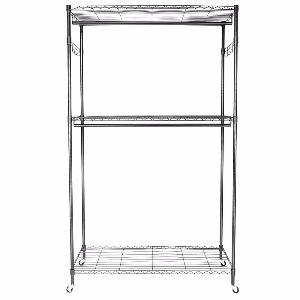 None Black Carbon Steell Clothes Rack 17.7 in. W x 79 in. H