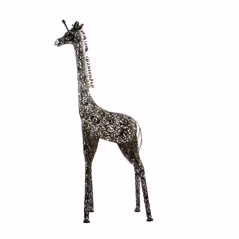 None 89 in. Metal Indoor Outdoor Tall Giraffe Garden Sculpture