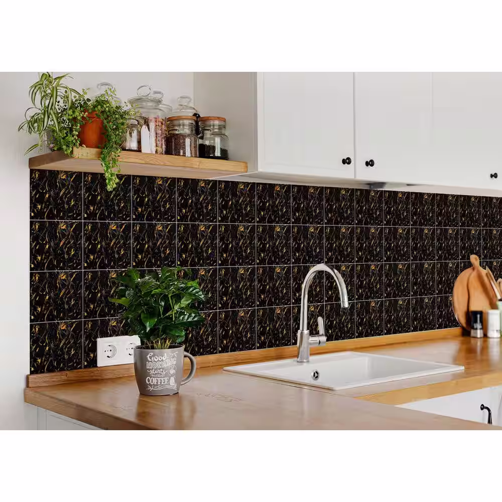 None Gold and Black R36 5 in. x 5 in. Vinyl Peel and Stick Tile (24 Tiles, 4.17 sq. ft./Pack)
