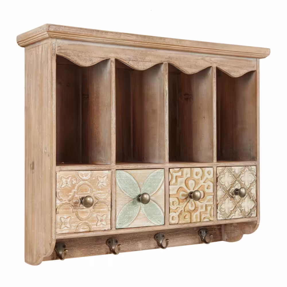 Litton Lane 12 in. x 12 in. Grey Contemporary Wood Wall Shelf