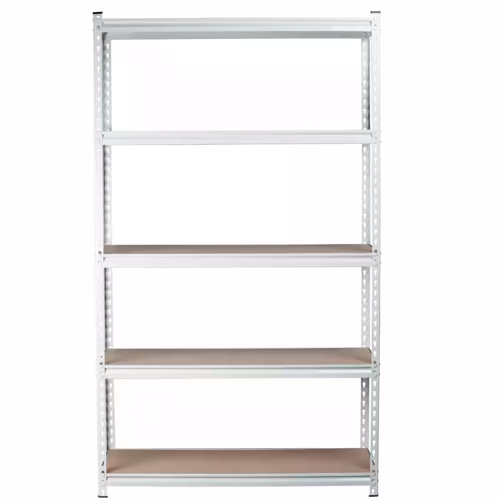 None White 5-Tier Boltless Tier Height Adjustable Steel GarageStorage Rack Shelving Units (36