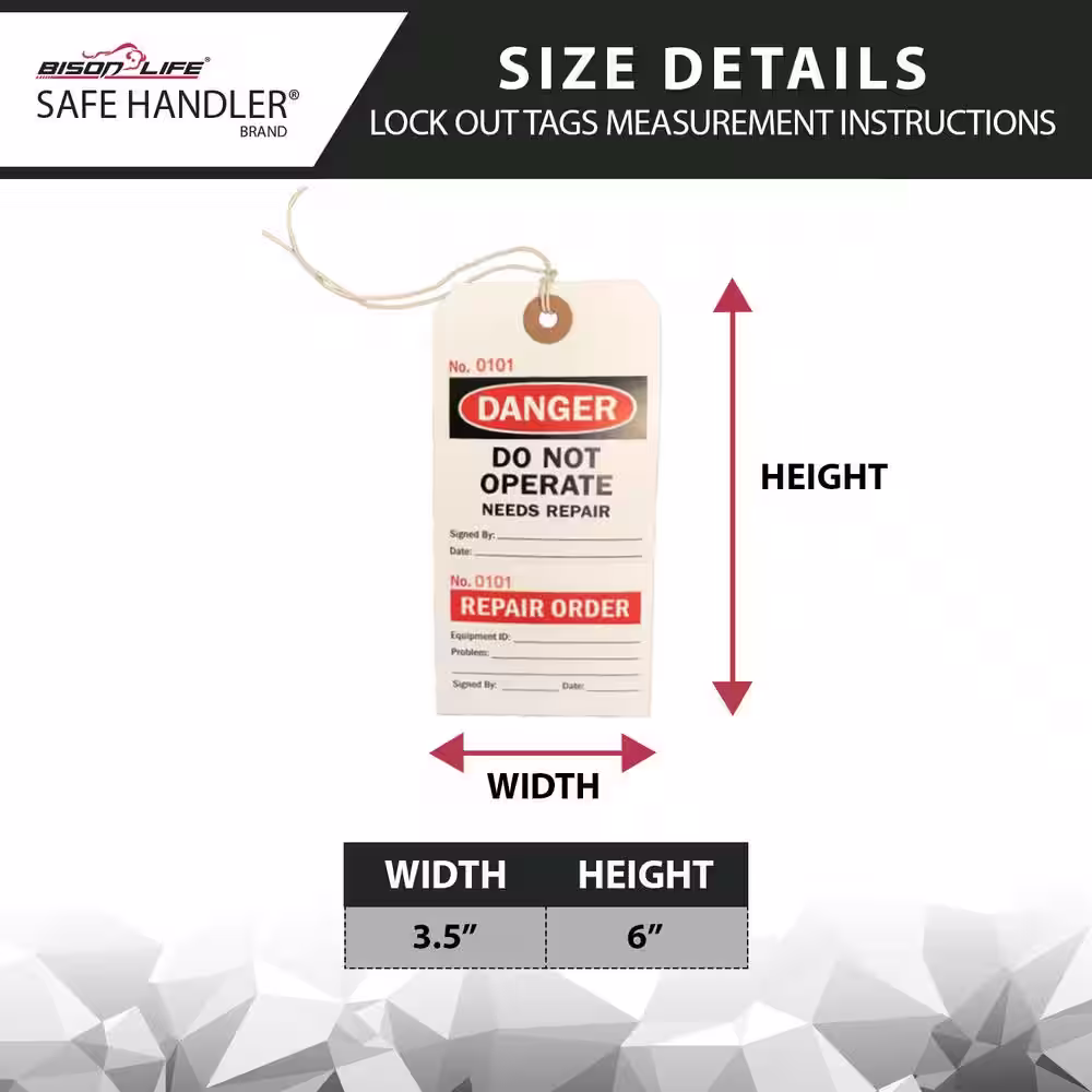 Safe Handler White/Red/Black, Lock Out Tags with Ties, Danger Do Not Operate Needs Repair Sign - (Pack of 100)