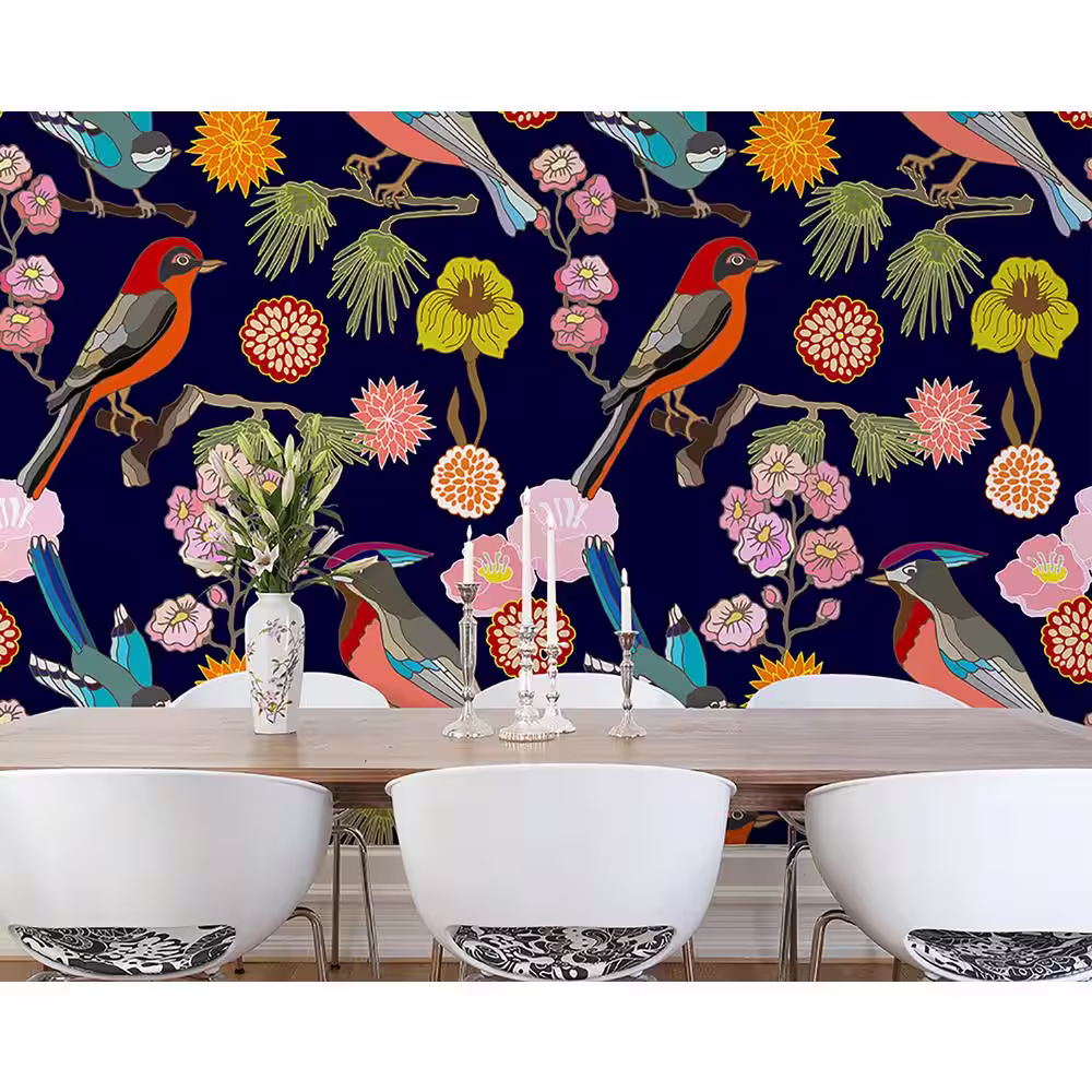 OhPopsi Floral Birds Wall Mural