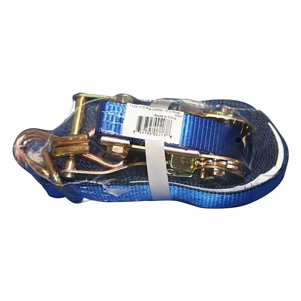 EVEREST 1 in. x 16 ft. Heavy Duty Ratchet Tie-Down Strap with 3000 lbs. D-Ring and J-Hook