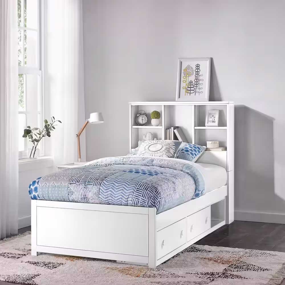 Hillsdale Furniture Caspian White Twin Bookcase Bed With Storage