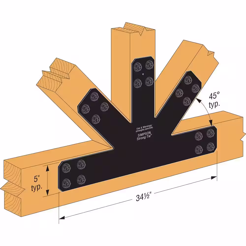 Simpson Strong-Tie Outdoor Accents Avant Collection 12:12 Pitch ZMAX, Black Powder-Coated Gable Plate