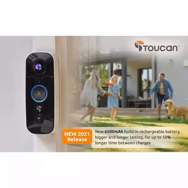 Toucan 1-Channel 1080p HD 180-Degree with Wi-Fi and 2-Way Communication Wireless Video Doorbell Camera