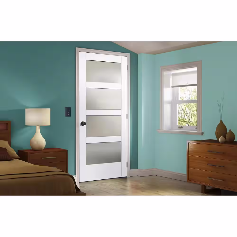 JELD-WEN 32 in. x 80 in. No Panel MODA Primed PMT1044 Solid Core Wood Interior Door Slab w/Translucent Glass