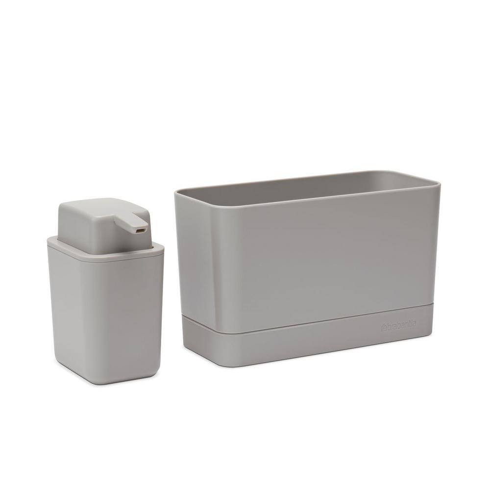 Brabantia Sink Organizer Set with Sink Organizer and Soap Dispenser - Mid Gray