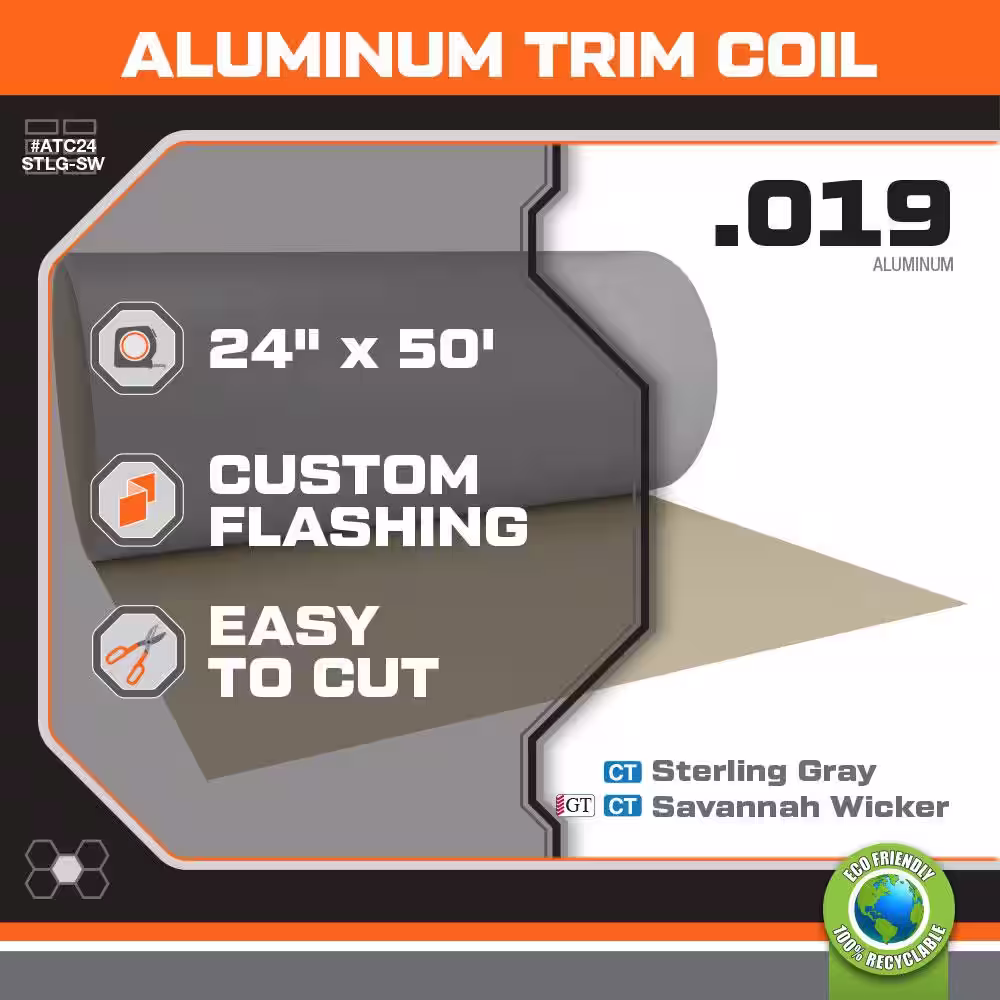 None 24 in. x 50 ft. Sterling Gray/Savannah Wicker Aluminum Trim Coil