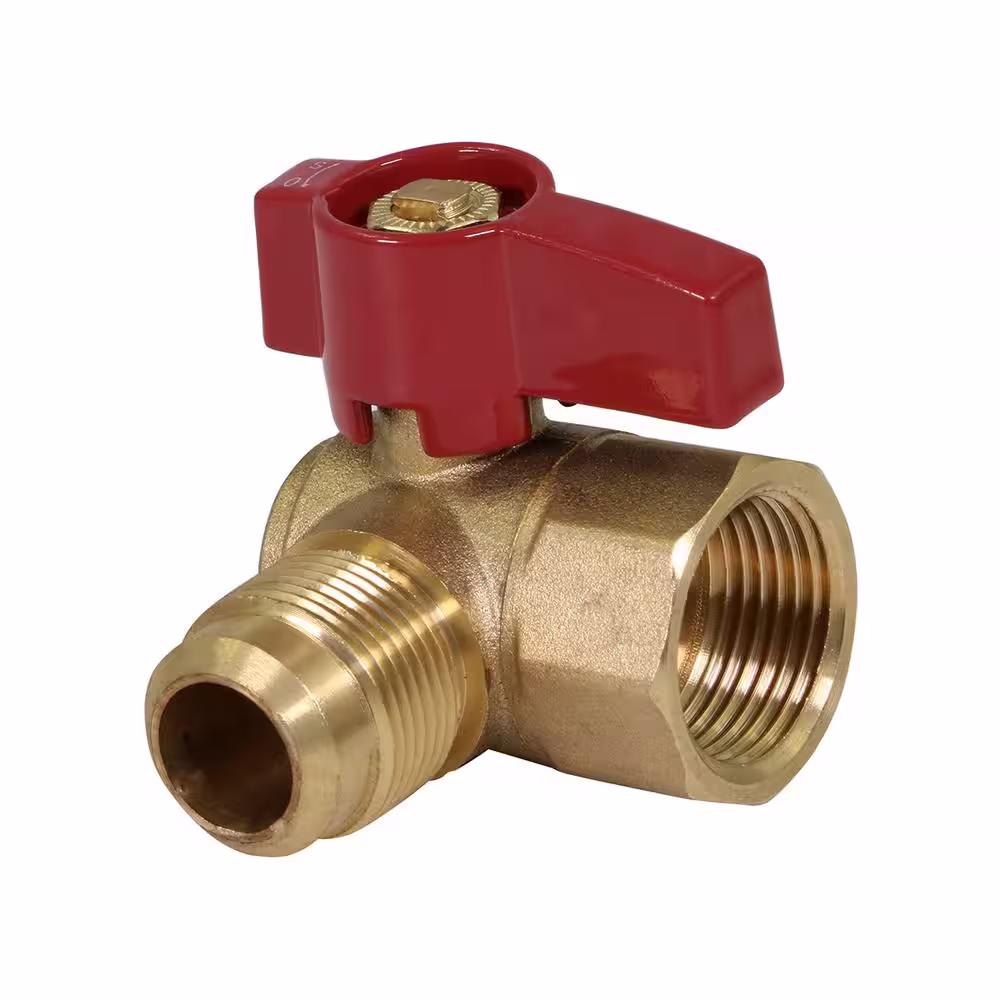 The Plumber's Choice 5/8 in. Flare x 3/4 in. Brass FIP Angle Gas Ball Valve
