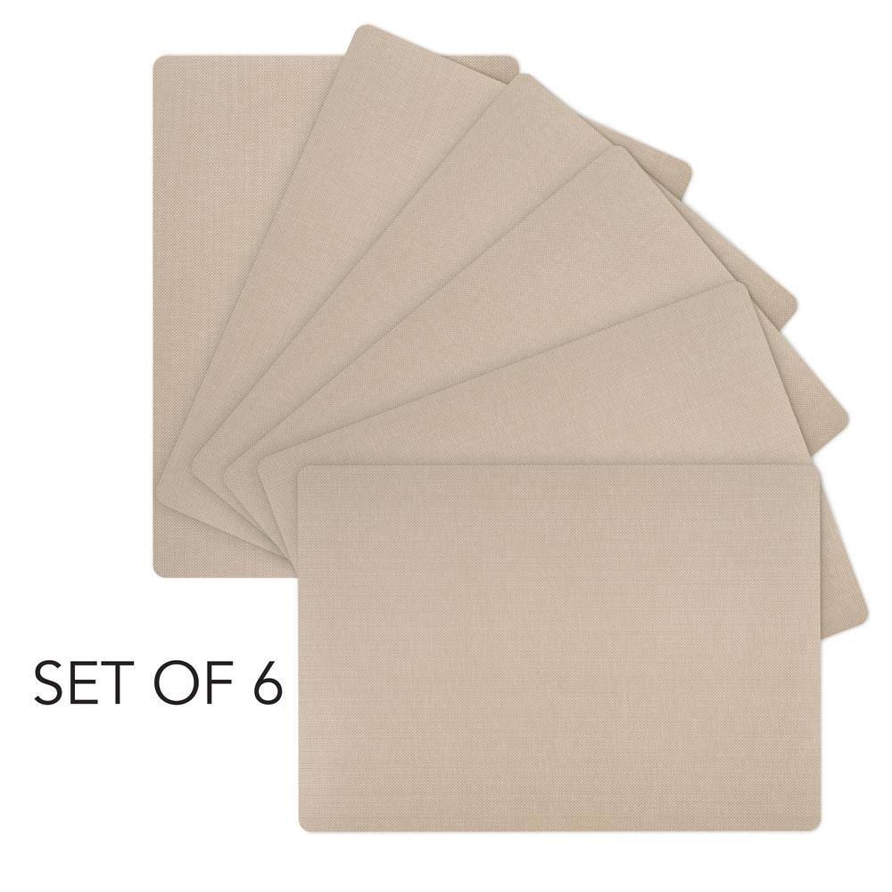 DASCO Easy Care Beachy/Rectanlge 17 in x 12 in. Tan Vinly Placemats (Set of 6)