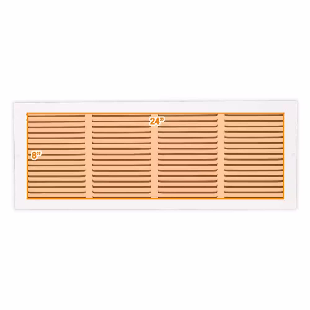 Everbilt 24 in. x 8 in. Steel Return Air Grille in White