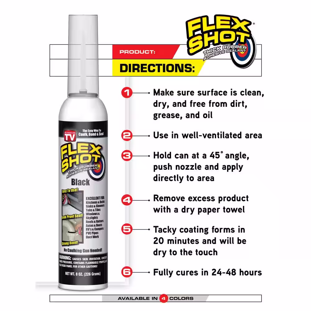 FLEX SEAL FAMILY OF PRODUCTS Flex Shot 8 fl. oz. Clear Thick Rubber Mildew Resistant Waterproof Sealant (4-Pack)