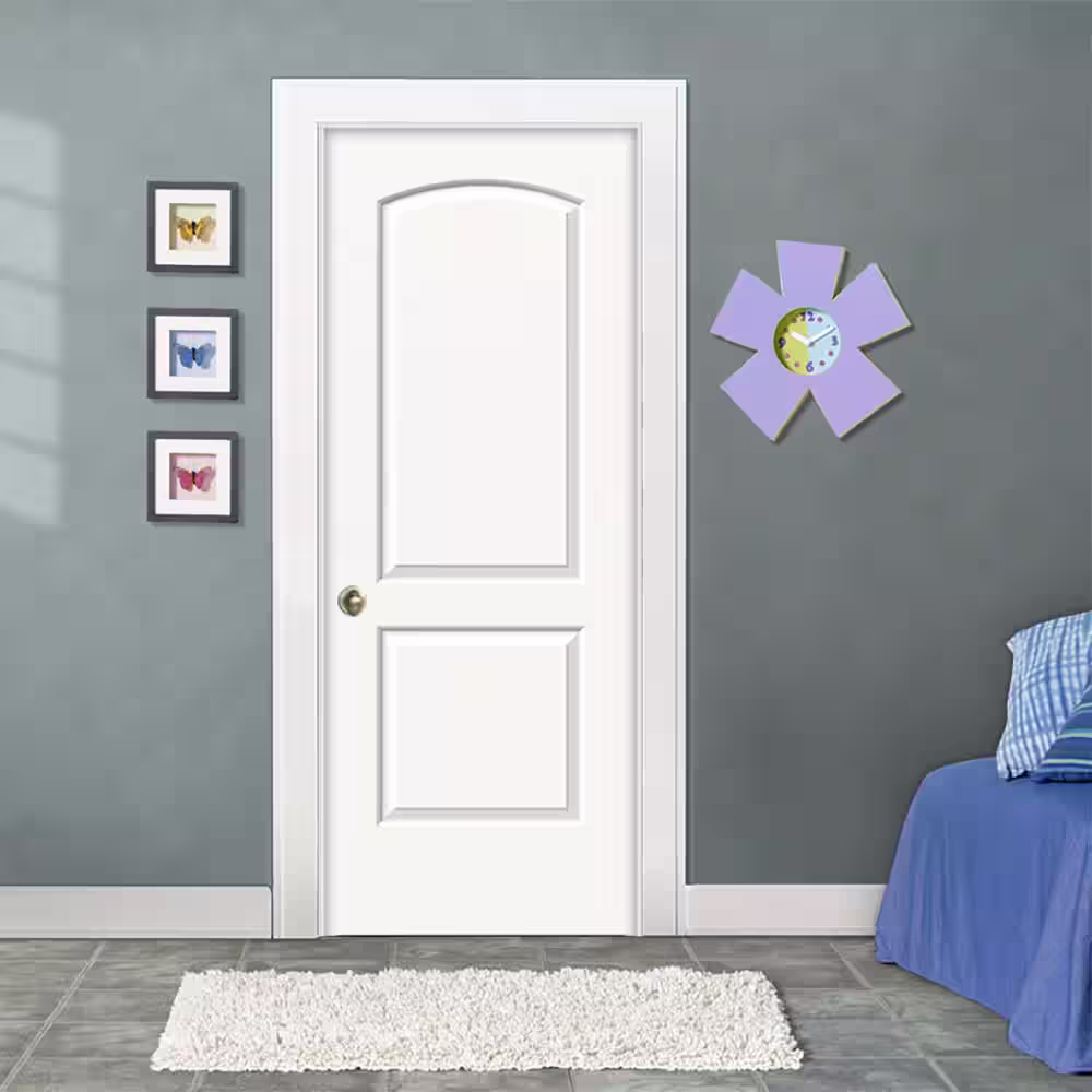 JELD-WEN 32 in. x 80 in. 2 Panel Continental Primed Right-Hand Smooth Molded Composite Single Prehung Interior Door