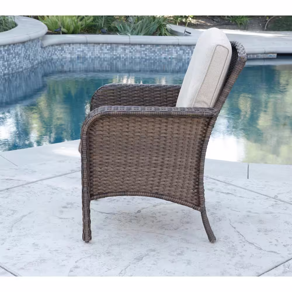 Pacific Casual Tiara Garden Swivel 7-Piece Wicker Outdoor Dining Set with Beige Cushions