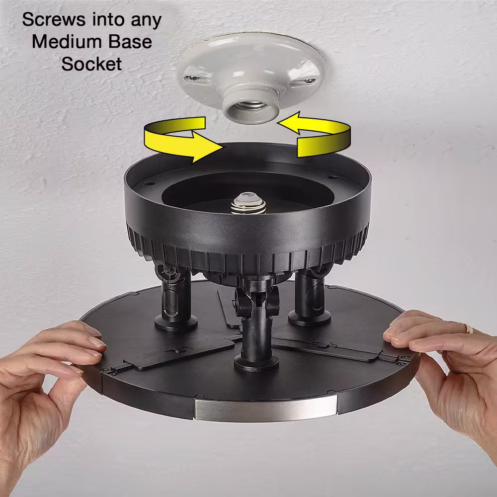 Commercial Electric Spin Light 10 in. High Output 4000 Lumens Black LED Flush Mount Ceiling Light with 3 Adjustable Heads 5000K