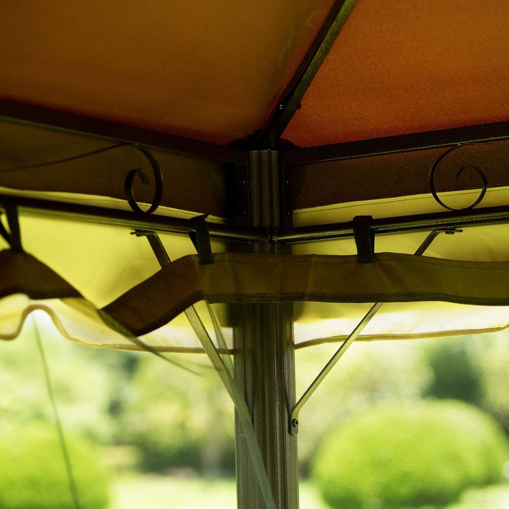 maocao hoom 9.8 ft. x 8.8 ft. Brown Canopy Outdoor Patio Garden Gazebo Tent