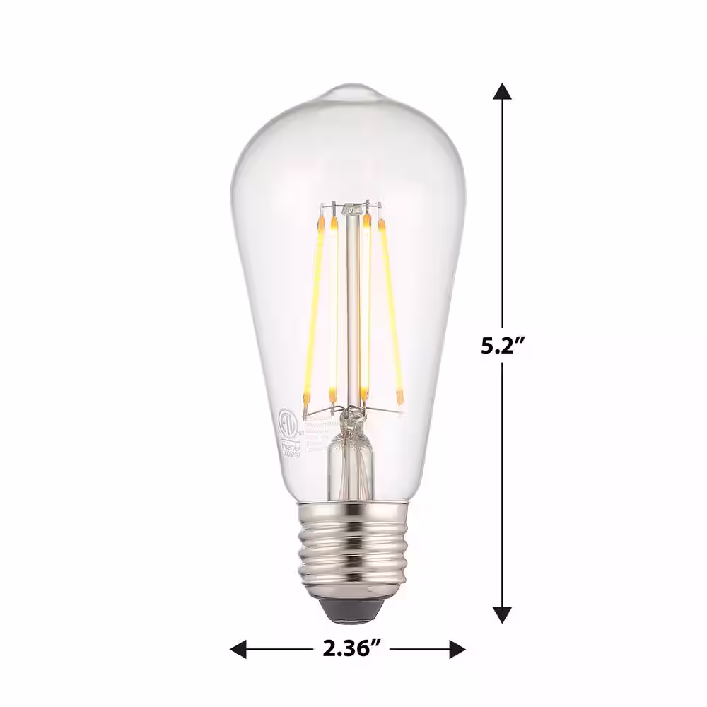 None 60-Watt Equivalent ST19 Dimmable Edison LED Light Bulb Soft White (1-Pack)