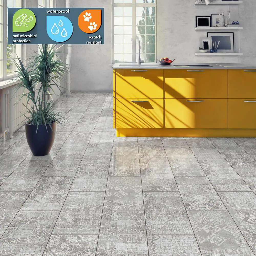 Lifeproof Waxahachie Gray 12 MIL x 12 in. W x 24 in. L Click Lock Waterproof Vinyl Tile Flooring (23.8 sqft/case)