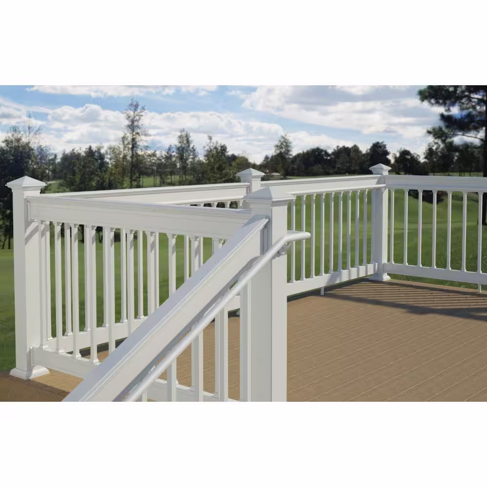 None 95 in. PVC White ADA Handrail with Aluminum Insert