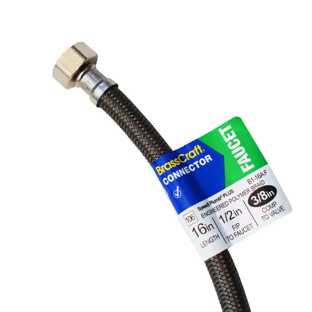 BrassCraft 3/8 in. Compression x 1/2 in. FIP x 16 in. Braided Polymer Faucet Supply Line