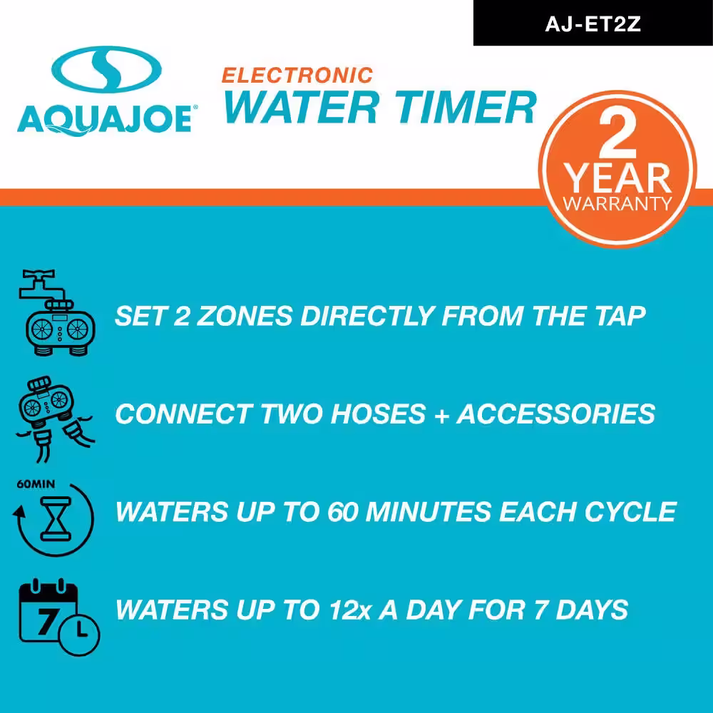 AQUA JOE 2-Zone Customizable Electronic Water Timer