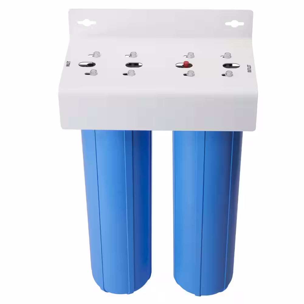 OmniFilter Whole Home 2-Stage 20 in. Heavy-Duty Water Filtration System with Pressure Relief in Black/Blue