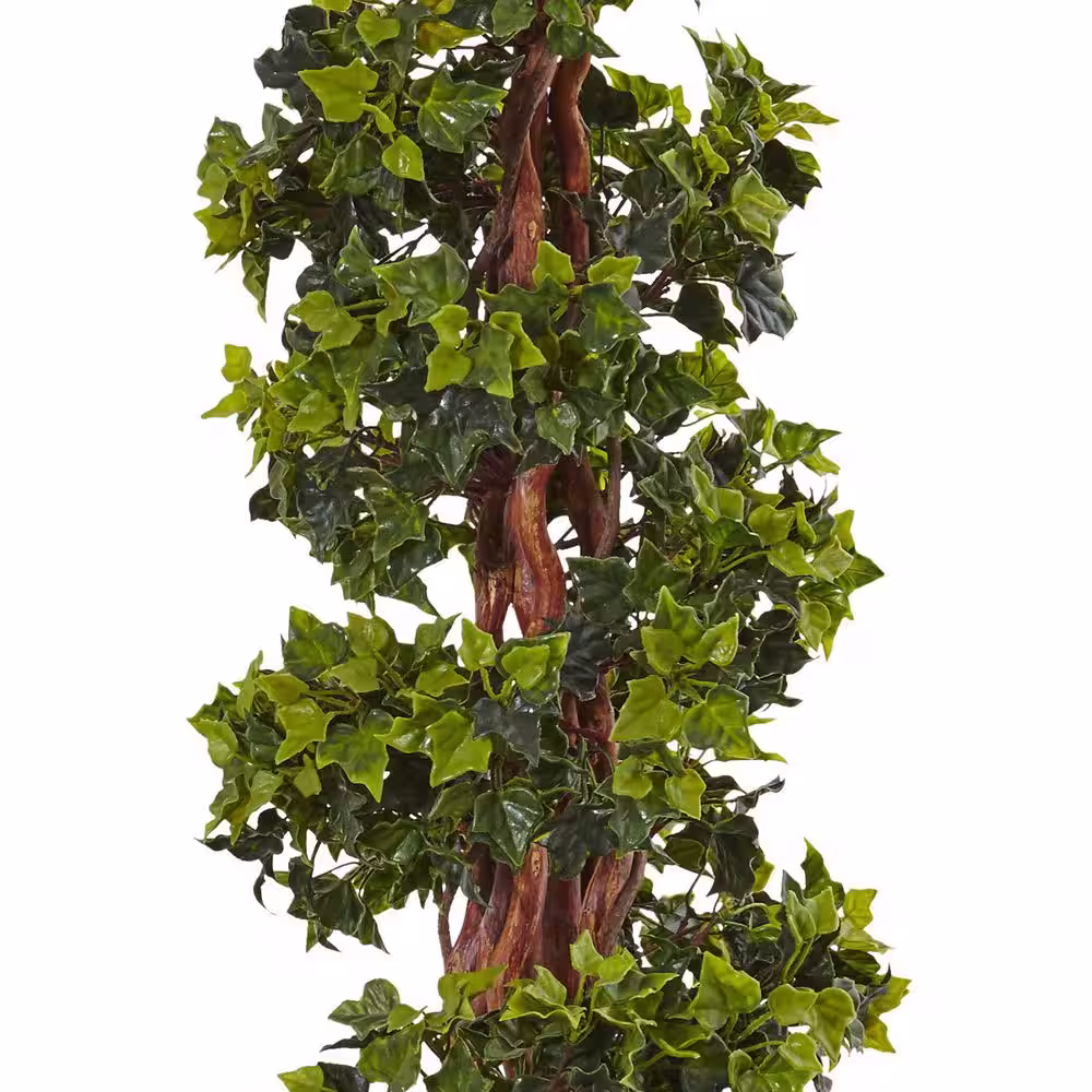 Nearly Natural Indoor/Outdoor English Ivy Spiral Artificial Tree in Metal Planter, UV Resistant