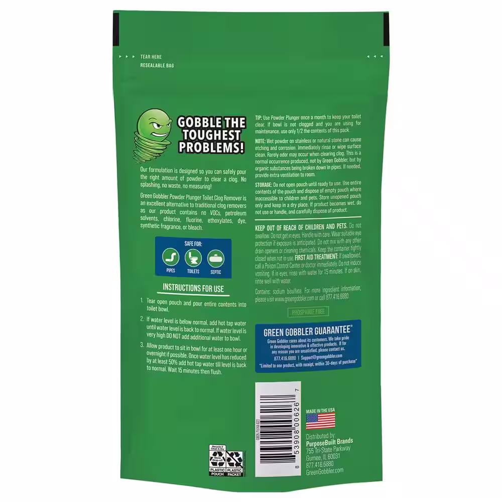 Green Gobbler 16.5 oz. Powder Plunger Toilet Clog Remover