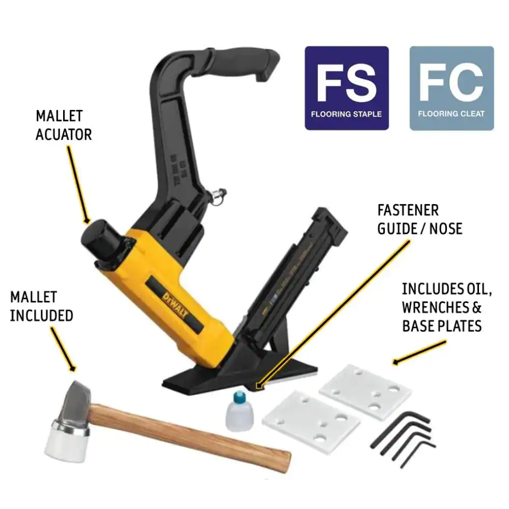DEWALT 2-in-1 Pneumatic 15.5-Gauge and 16-Gauge Flooring Tool