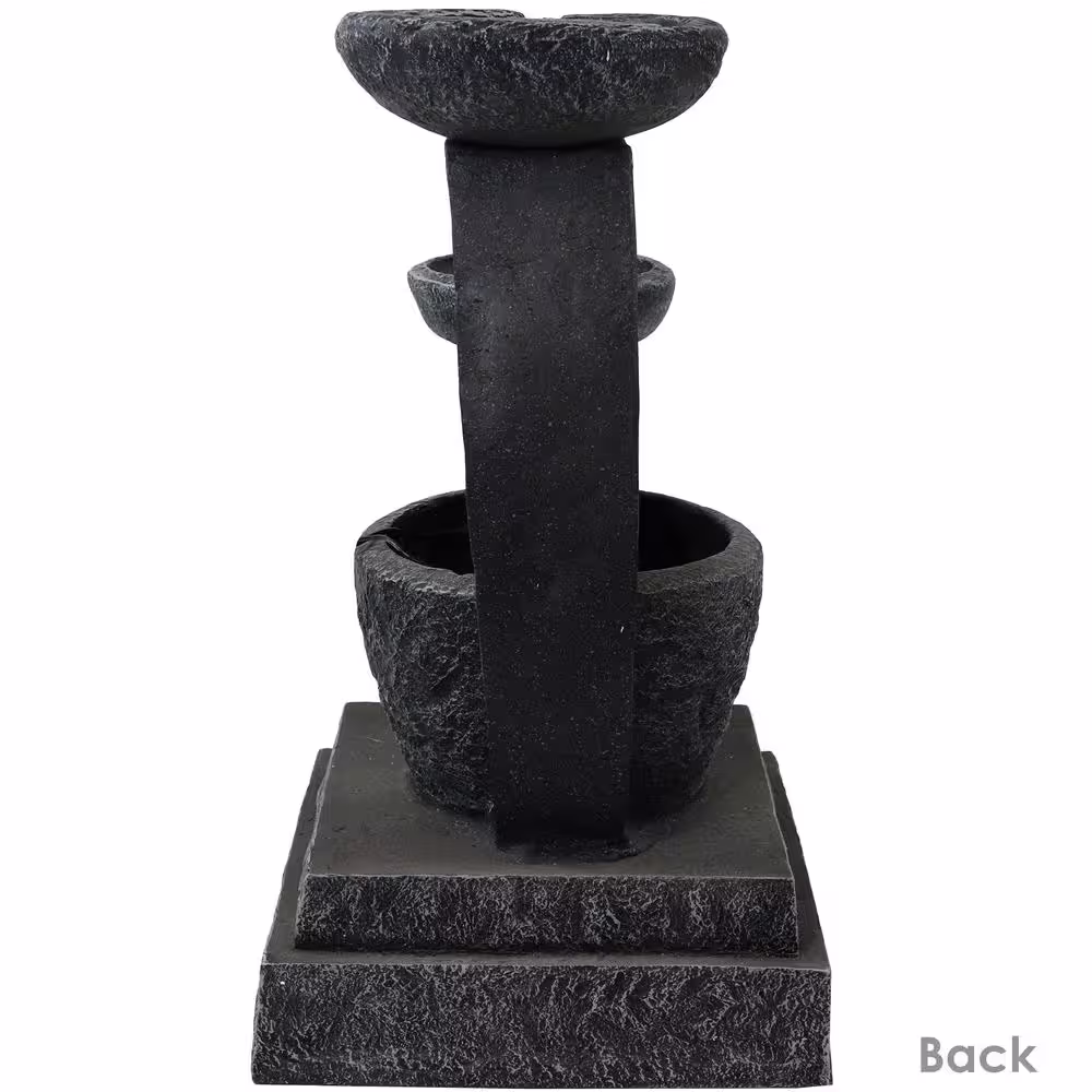 Sunnydaze Decor 28 in. Modern Bowls Solar Outdoor Tiered Water Fountain with Battery Backup (2-Pieces)