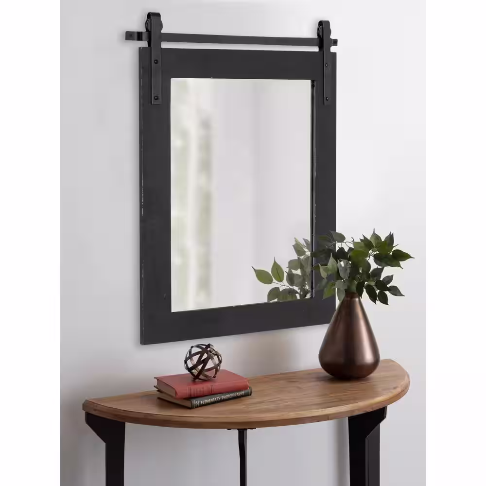 Kate and Laurel Cates 30 in. x 22 in. Classic Rectangle Framed Black Wall Mirror