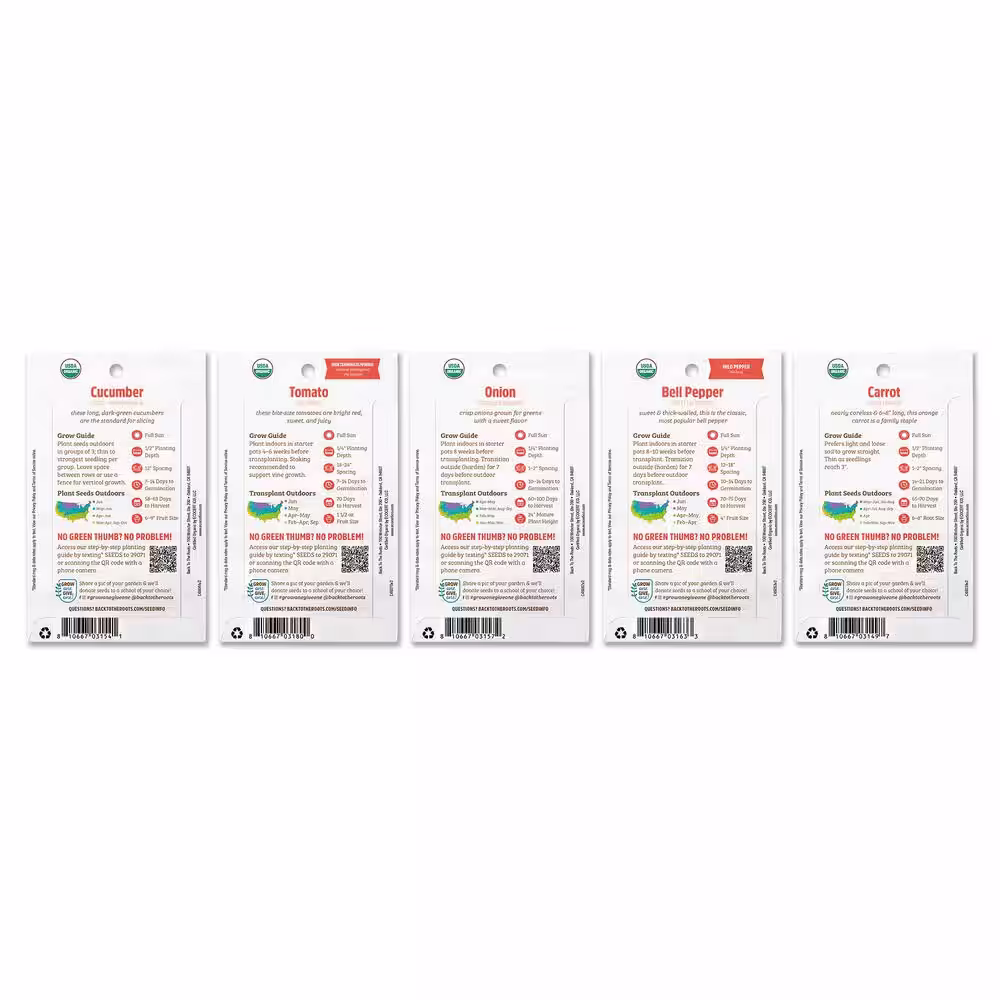 Back to the Roots Organic Vegetable Seeds Variety (5-Pack)