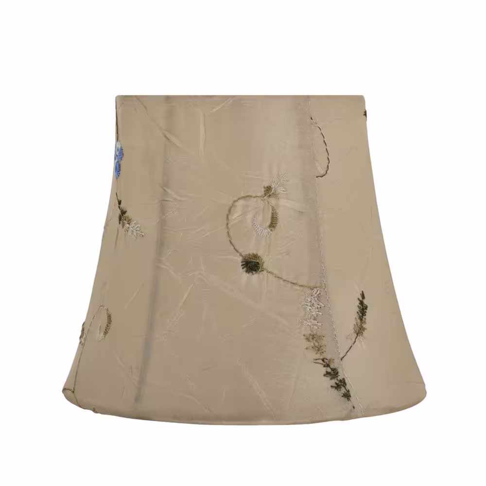 Aspen Creative Corporation 6 in. x 5 in. Gold and Floral Embroidered Design Bell Lamp Shade (2-Pack)