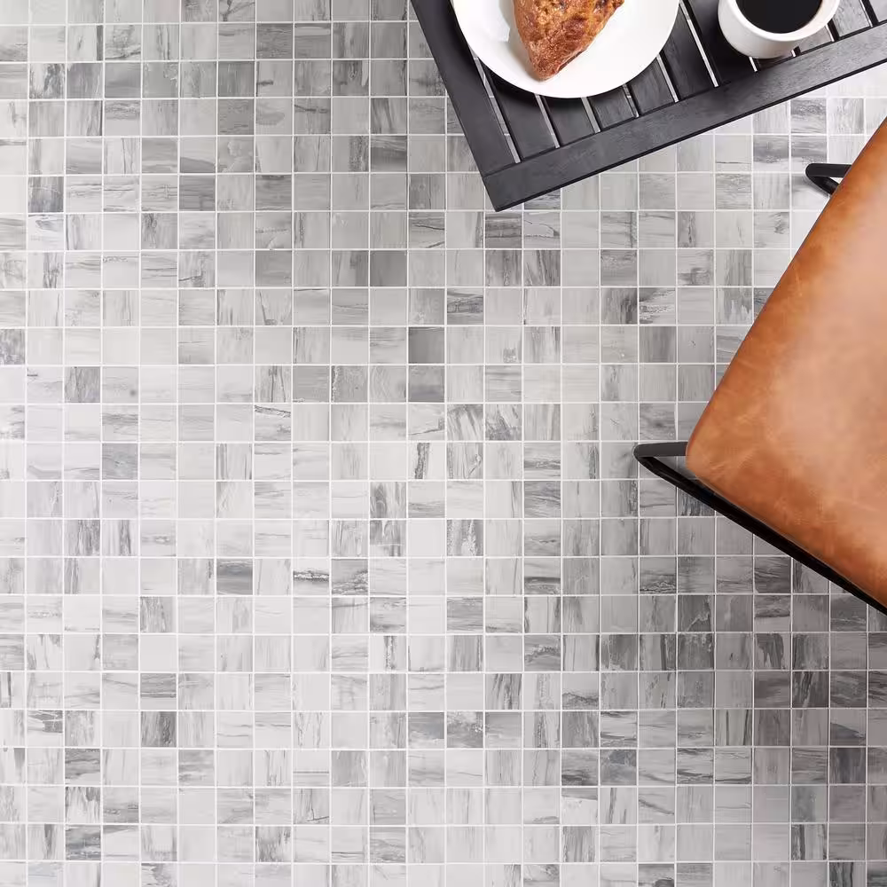 Ivy Hill Tile Selawood White 11.81 in. x 11.81 in. Matte Porcelain Floor and Wall Mosaic Tile (0.96 sq. ft./Each)
